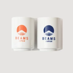 Beams Japan Logo Ceramic Cup (x2) - Indigo/Red