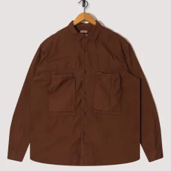 Broad Cloth Anorak Shirt - Brown