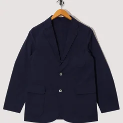 3 Button Seersucker Suit Jacket - Navy
