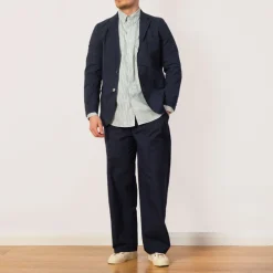 3 Button Seersucker Suit Jacket - Navy