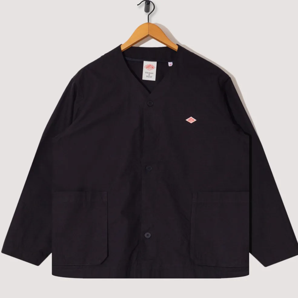 Collarless Jacket - Dark Navy