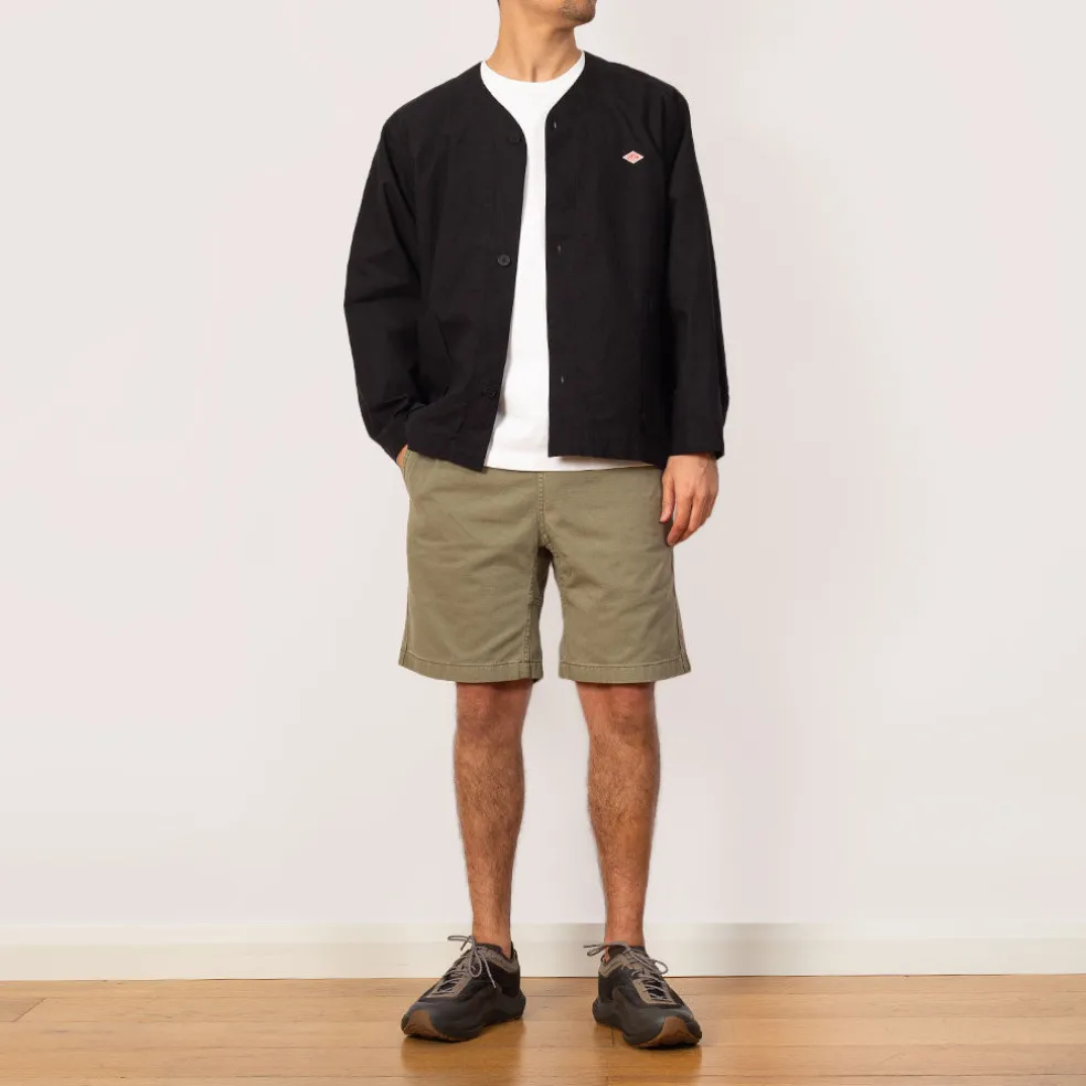Collarless Jacket - Dark Navy