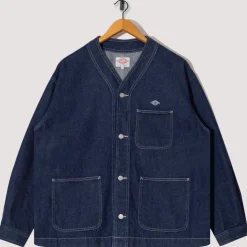 Collarless Jacket - Indigo