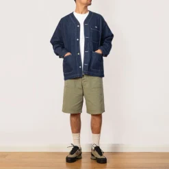 Collarless Jacket - Indigo