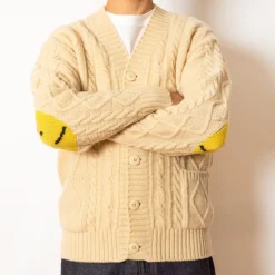 5G Wool Patch Cardigan - Ecru