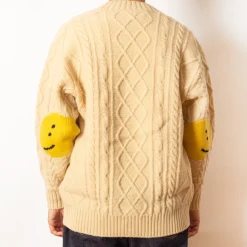 5G Wool Patch Cardigan - Ecru