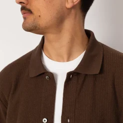 Gustav Crochet Jersey Shirt - Chestnut