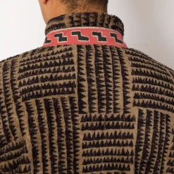 Hacksaw Block Zip Fleece - Beige