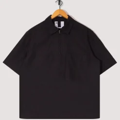 Half Zip Pull On Shirt - Black