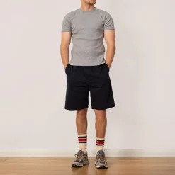 Heavyweight Rib Crew S/S - Heather Grey