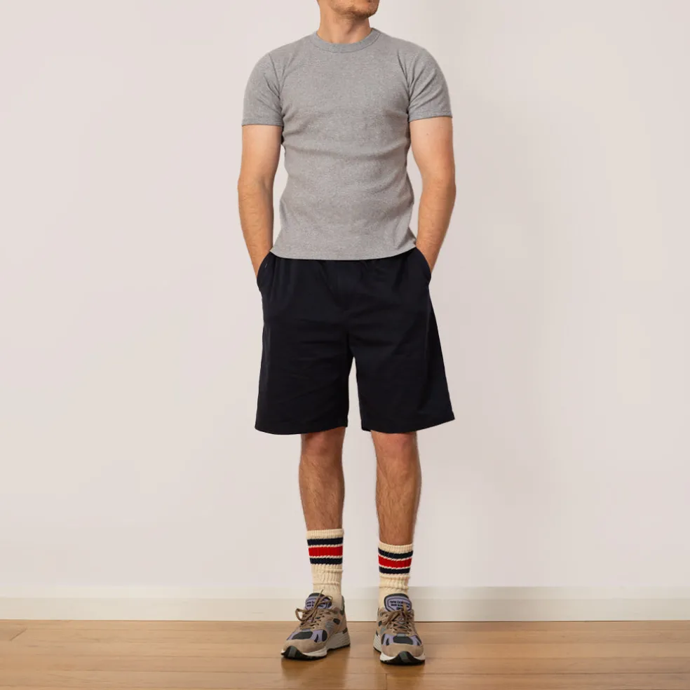 Heavyweight Rib Crew S/S - Heather Grey