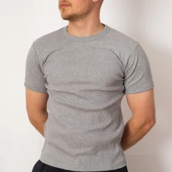 Heavyweight Rib Crew S/S - Heather Grey