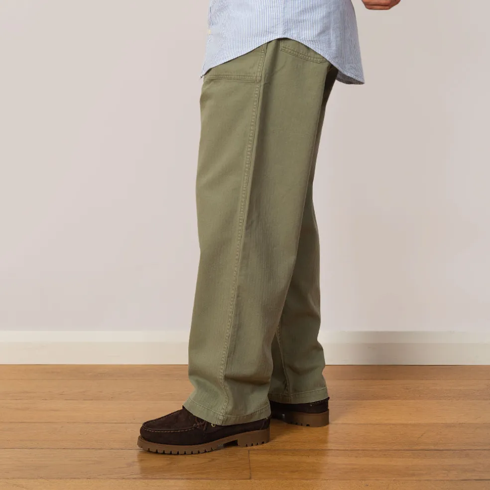 Herringbone Fatigue Pants - Green