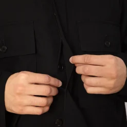 Herringbone Overshirt - Black