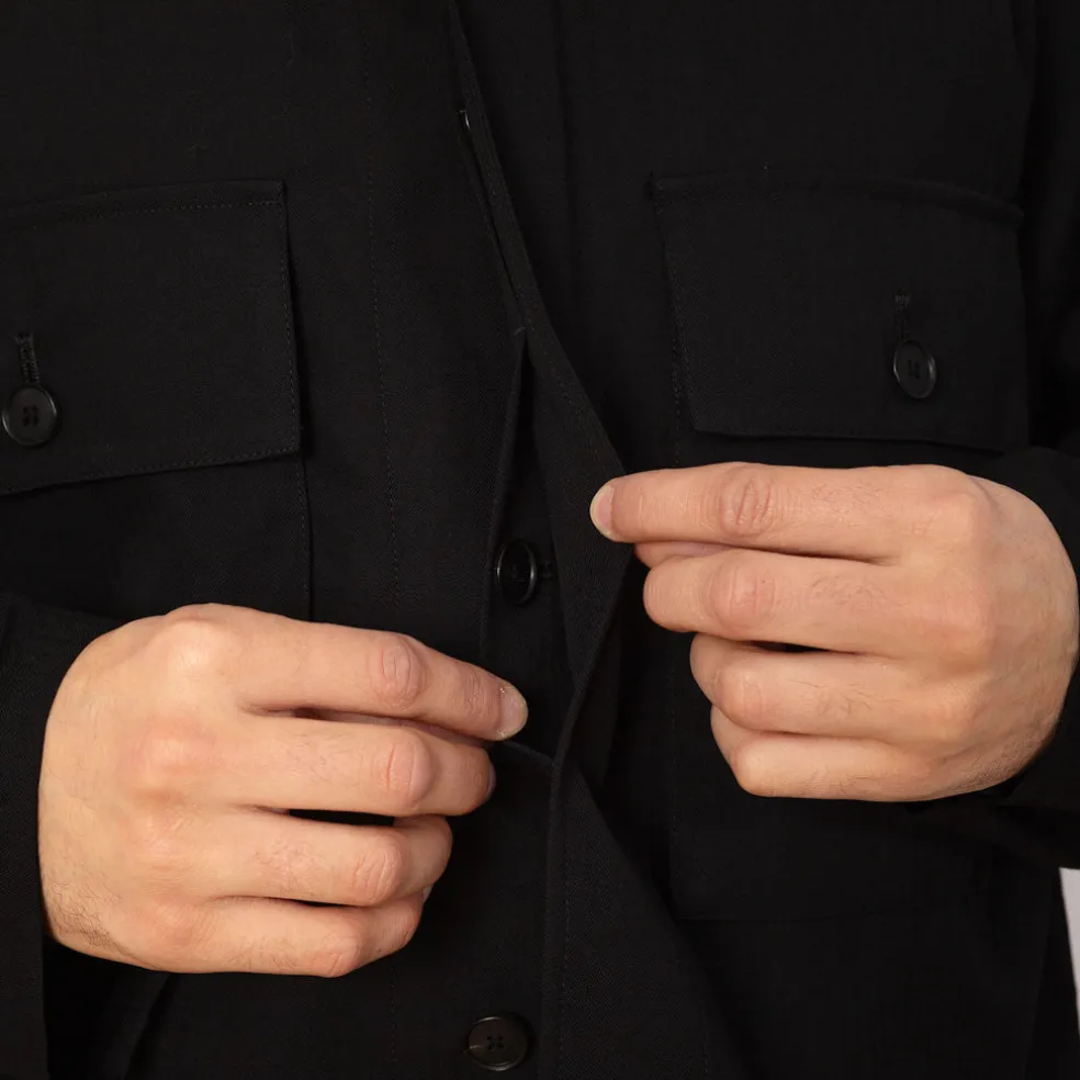 Herringbone Overshirt - Black