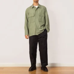 Herringbone Overshirt - Olive