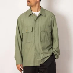 Herringbone Overshirt - Olive