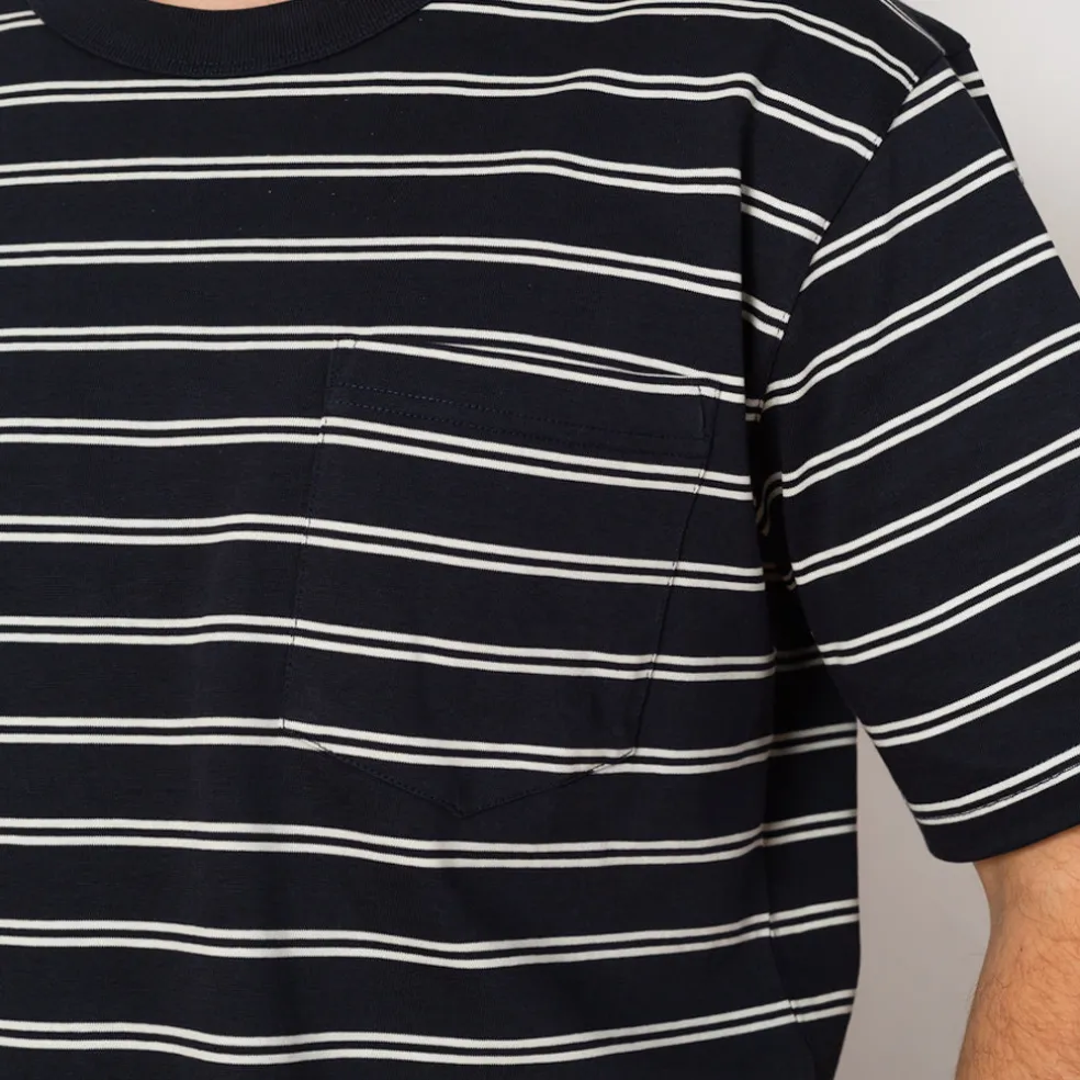 Holger Organic Sailor Stripe Pocket Tee - Dark Navy