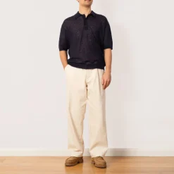 Kid Mohair Knit Polo - Navy
