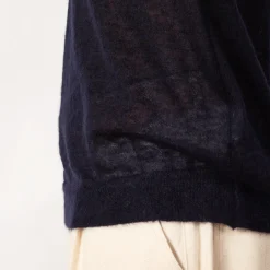 Kid Mohair Knit Polo - Navy