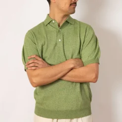 Knit Boucle Polo - Olive