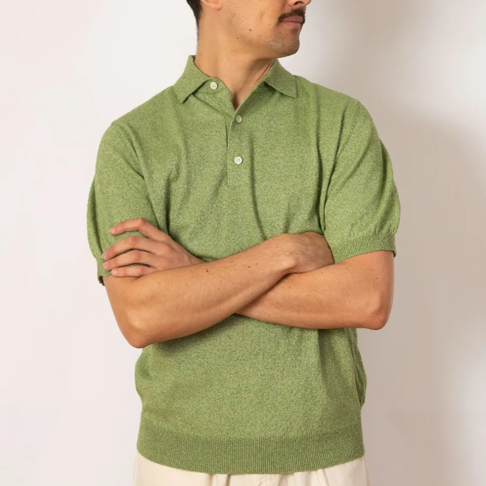 Knit Boucle Polo - Olive