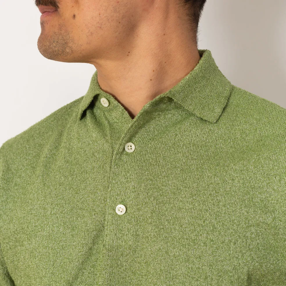 Knit Boucle Polo - Olive