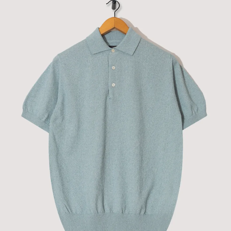 Knit Boucle Polo - Sax