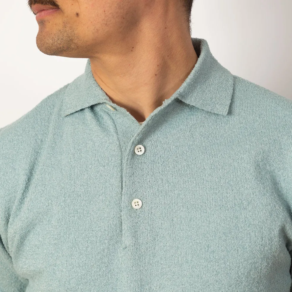 Knit Boucle Polo - Sax