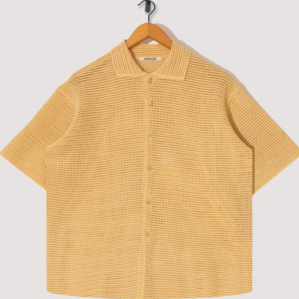Knit Half Sleeve Shirt - White Yellow