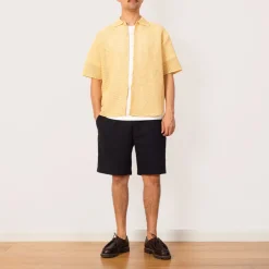 Knit Half Sleeve Shirt - White Yellow