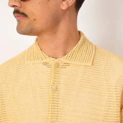 Knit Half Sleeve Shirt - White Yellow