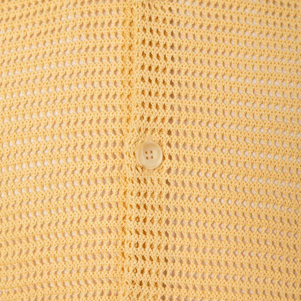 Knit Half Sleeve Shirt - White Yellow