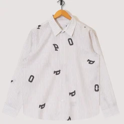 Letters Striped Pop Shirt - White Linen