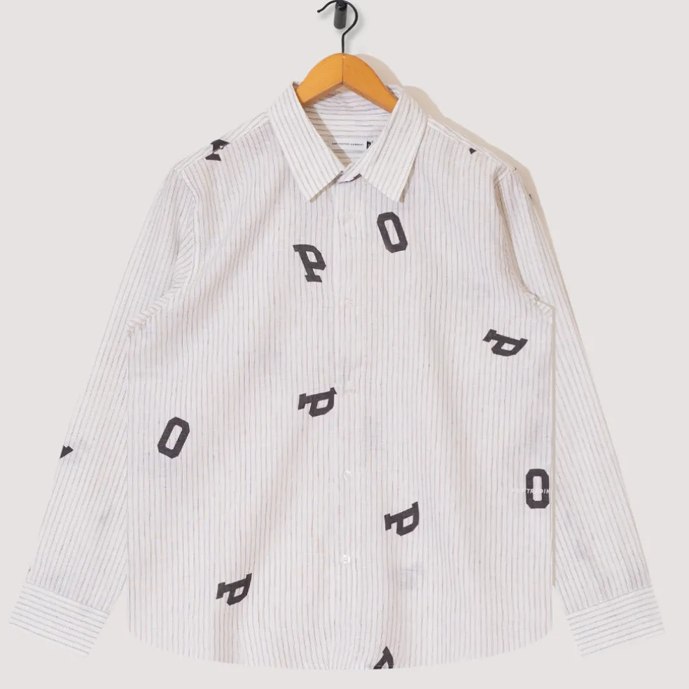 Letters Striped Pop Shirt - White Linen
