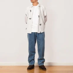 Letters Striped Pop Shirt - White Linen