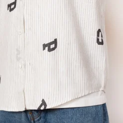 Letters Striped Pop Shirt - White Linen