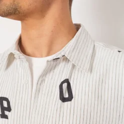 Letters Striped Pop Shirt - White Linen