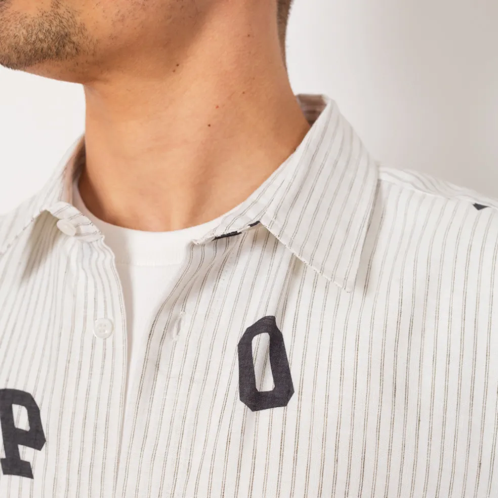 Letters Striped Pop Shirt - White Linen