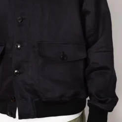 Linen Flight Jacket - Navy