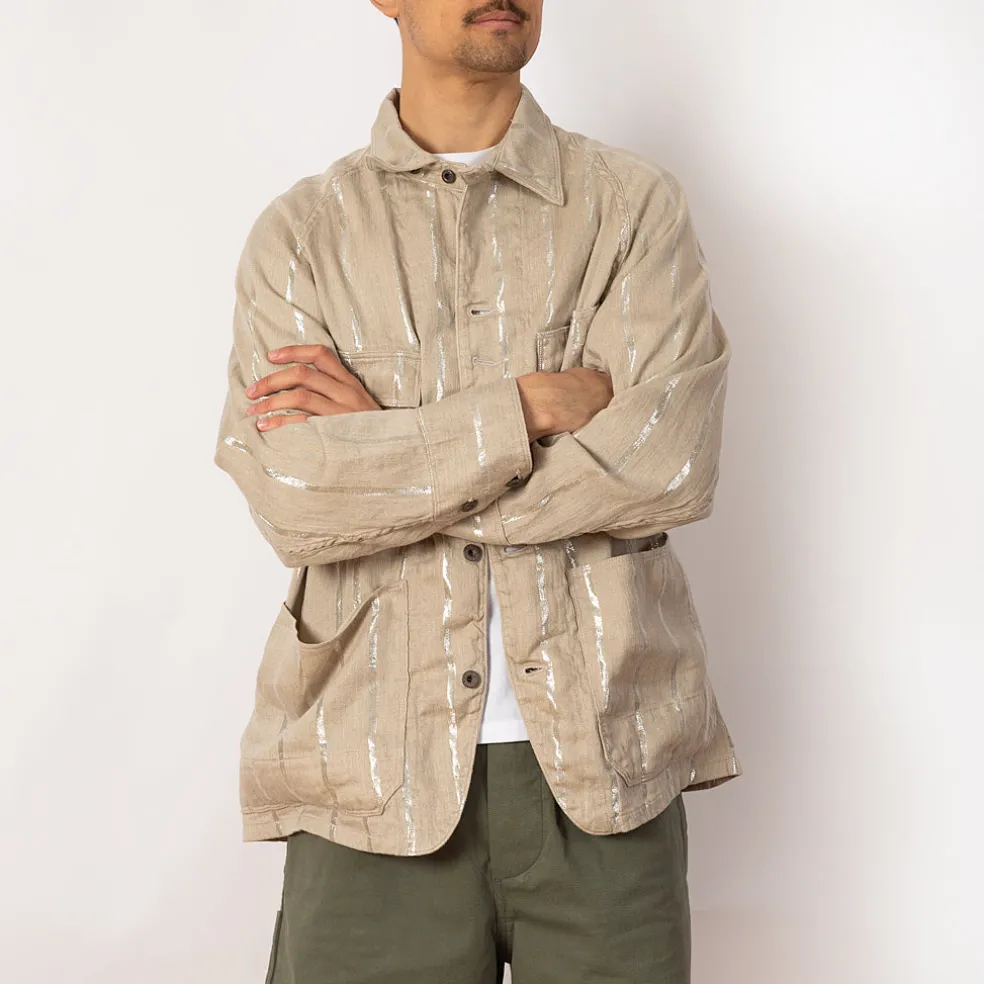 Linen Glitter Phillies Stripe Cactus Coverall - Ecru