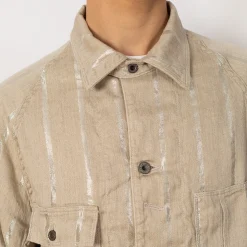 Linen Glitter Phillies Stripe Cactus Coverall - Ecru