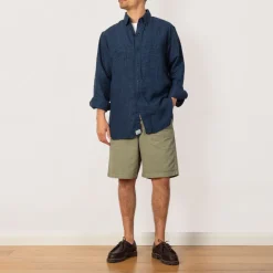 Linen Work Shirt - Indigo Check