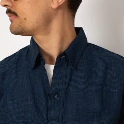 Linen Work Shirt - Indigo Check