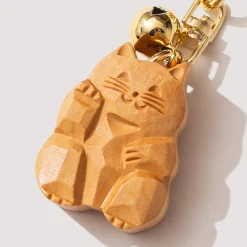 Lucky Cat Key Chain - Wood