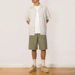 Mads Poplin Stripe S/S Shirt - Ecru