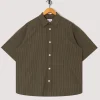 Mo Oversized S/S Stripe Shirt - Moss Green