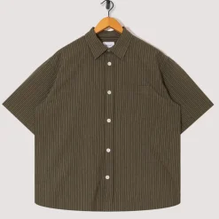 Mo Oversized S/S Stripe Shirt - Moss Green