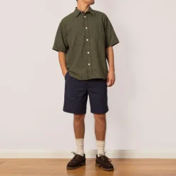 Mo Oversized S/S Stripe Shirt - Moss Green