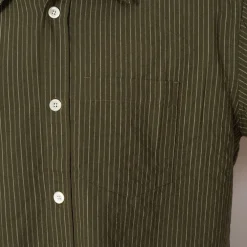 Mo Oversized S/S Stripe Shirt - Moss Green